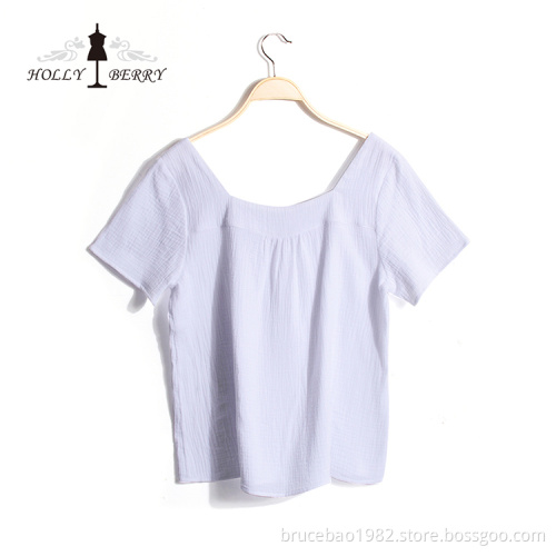 Lightweight Square Collar Summer Woven Fashion Blouse